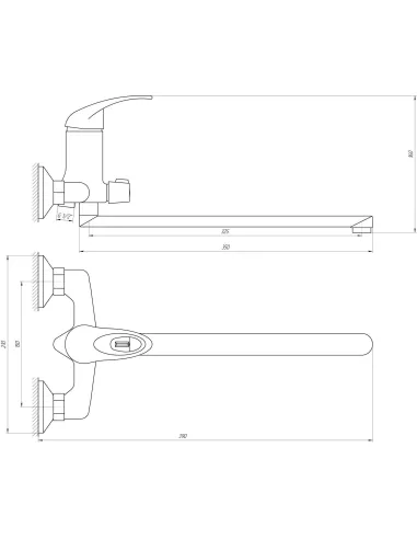 Смеситель для ванны с душем Ecomix Elit EM-208 Euro переключатель - 5
