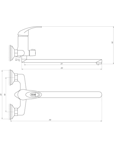 Смеситель для ванны с душем Ecomix Elit EM-208 Euro переключатель - 5