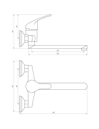Смеситель для кухни настенный Globus Lux Solly GLSO-0104 излив 250мм - 4