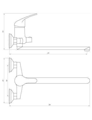 Смеситель для ванны с душем Globus Lux Solly GLSO-0208 гусак 300мм, EURO - 4