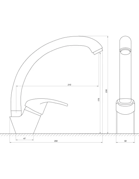 Смеситель для кухни Globus Lux Caprice GLCA-0203S боковой - 6