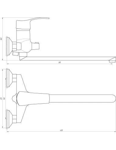 Змішувач для ванни Domino DQ-208 (довгий ніс, хром) - 5