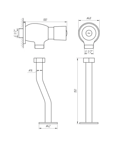Кран-дозатор для писсуара Solomon LGE-043 1/2 дюйма - 4