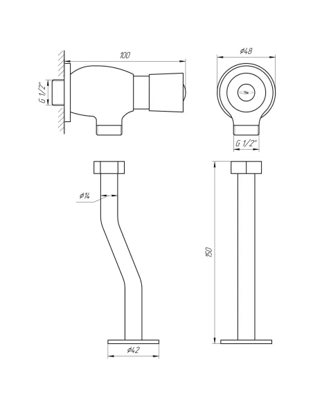 Кран-дозатор для писсуара Solomon LGE-043 1/2 дюйма - 4