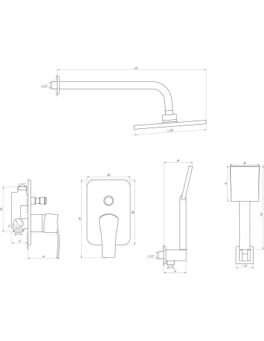 Душевая система скрытого монтжа Globus Lux Queensland GLQU-0205S с душевым набором - 4