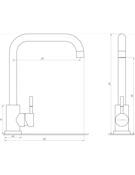 Смеситель для кухни из нержавеющей стали Globus Lux SUS-203L-304 - 4