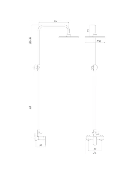 Душевая система без излива Topaz Barts TB 07702-H36 хром - 5