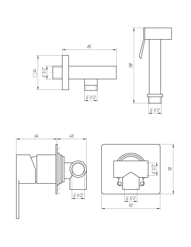 Змішувач для душу Topaz Sardinia TSG 08735 (Гігієнічний, Стоп лійка) - 4