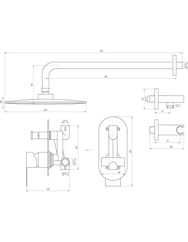 Смеситель для душа Topaz Sardinia TSG 08205-G-H20 с душевым набором - 7
