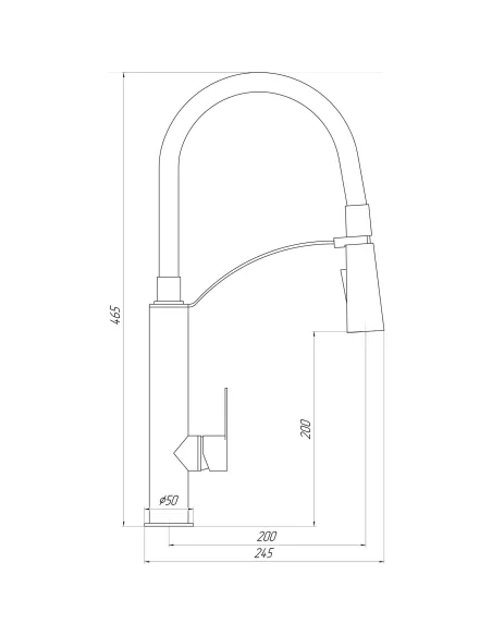 Змішувач для кухні Topaz Barts TB 8817 (Лійка, гнучкий шланг) - 4