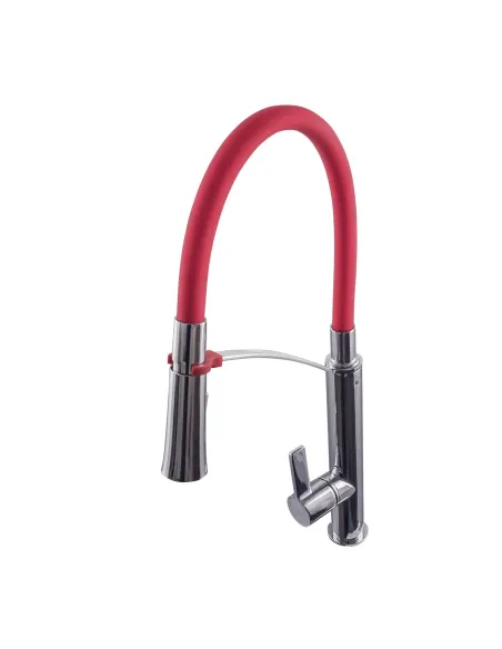 Смеситель для кухни с гибким изливом Topaz Sardinia TS 8817-H23-R-S красный гофрогусак - 4