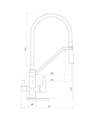 Смеситель для кухни с подключением к фильтру Topaz Sardinia TS 8812-H24 гофрогусак - 4