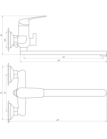 Змішувач для ванни Globus Lux Koln GLK-208 (Euro L-350 мм) - 5