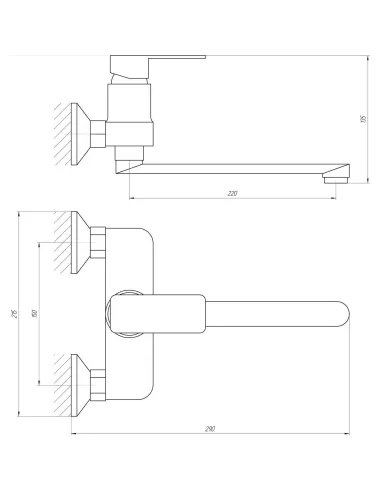 Смеситель для кухни настенный Globus Lux Milano GLM-104 излив 250 мм - 4