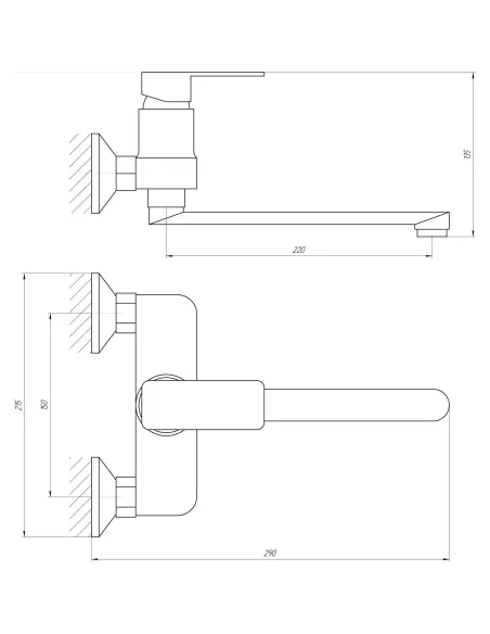 Змішувач для кухні Globus Lux Milano GLM-104 (зі стіни, L-250 мм) - 4