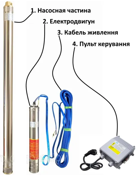 Центробежный глубинный насос Optima 3SDm 1.8/15 0.37 кВт, пульт, кабель 15 метров - 4