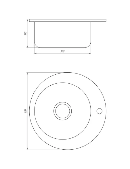 Мойка круглая Mira MR 490, 490х180, Satin - 2