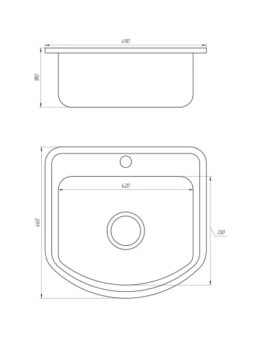 Мойка овальная Mira MR 4946 E, 490x460х180, Satin - 2