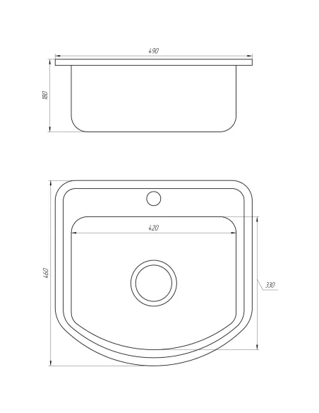 Мойка овальная Mira MR 4946 E, 490x460х180, Satin - 2