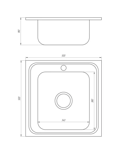 Мойка квадратная Mira MR 5050, 500х500х180, Decor - 2