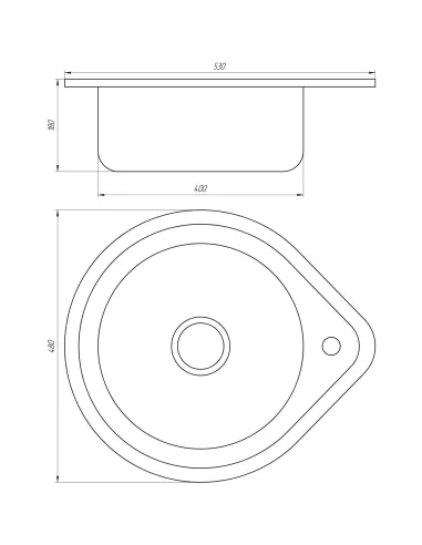 Мойка круглая Mira MR 530, 530х180, Polish - 2