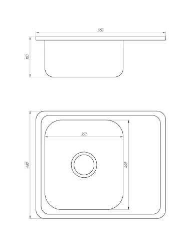 Мийка прямокутна Mira MR 5848, 580х480х180, Decor - 2