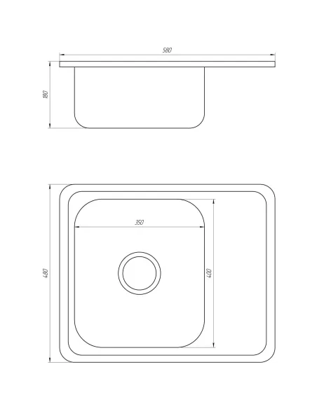 Мийка прямокутна Mira MR 5848, 580х480х180, Decor - 2