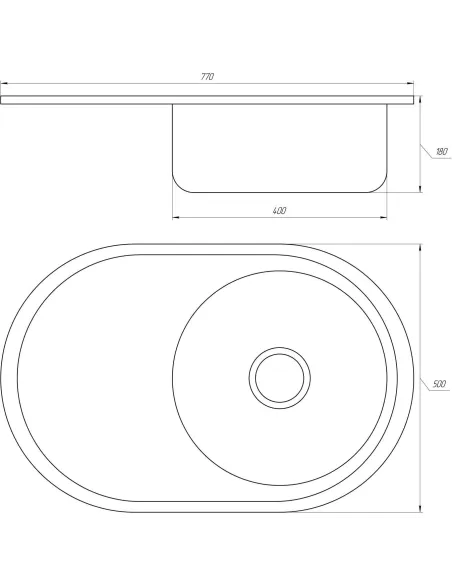 Мойка овальная Mira MR 7750, 770х500х180, Decor - 2