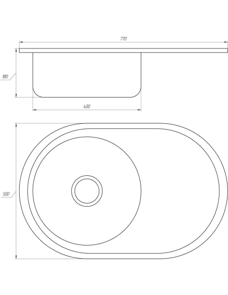 Мийка кругла Mira MR 7750, 770х500х180, Polish - 2