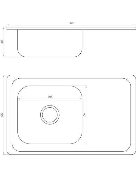 Мойка прямоугольная Mira MR 7848, 780х480х180, Satin - 2