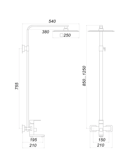 Душова система Globus Lux SBQ-SH-02 (комплект, з гусаком, нержавіюча сталь) - 5