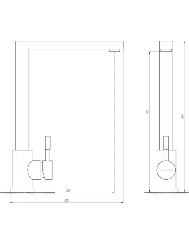Смеситель для кухни Globus Lux SUS-112 боковой, нержавеющая сталь - 4