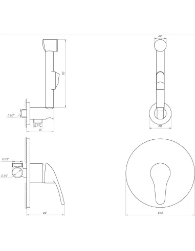 Змішувач для біде Globus Lux SOLLY GLSO-0110 CHROM (кронштейн,зі шлангом) - 4