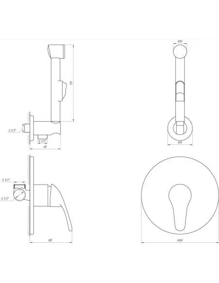 Змішувач для біде Globus Lux SOLLY GLSO-0110 CHROM (кронштейн,зі шлангом) - 4