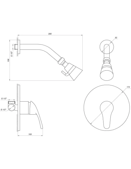 Смеситель для душа скрытого монтажа GLOBUS LUX Solly GLSO-0105S CHROM с душевым набором - 5
