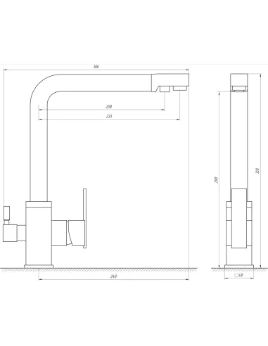 Смеситель для кухни с подключением к фильтру Globus Lux Lazer GLLR-0100 StSTEEL - 6