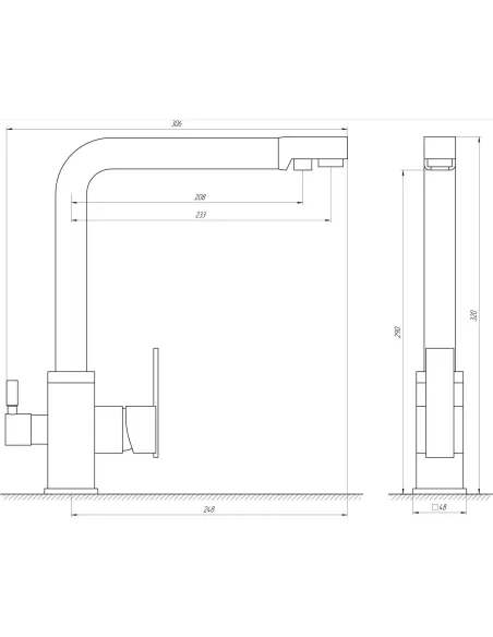 Смеситель для кухни с подключением к фильтру Globus Lux Lazer GLLR-0100 StSTEEL - 6