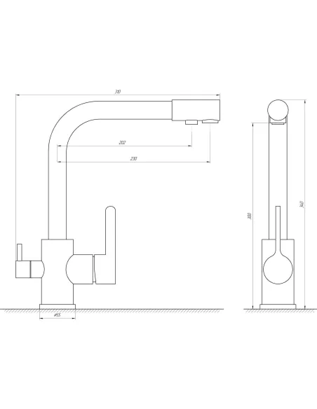 Змішувач для кухні Globus Lux GLLR-0444 FRANKE BEIGE (для осмосу) - 5