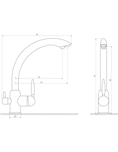 Смеситель для кухни с подключением к фильтру Globus Lux Lazer GLLR-0777 CHROM - 5
