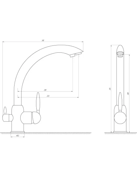 Смеситель для кухни с подключением к фильтру Globus Lux Lazer GLLR-0777 CHROM - 5