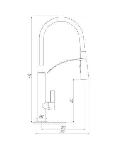 Змішувач для кухні TOPAZ SARDINIA-P-8817-H23-WS WHITE (лійка-душ, білий) - 5