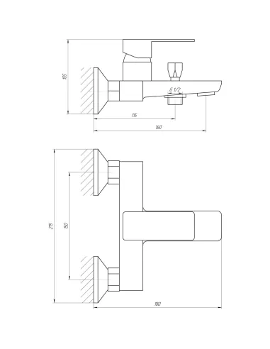 Змішувач для ванни Globus Lux MILANO GLM-102 CHROM (короткий) - 5