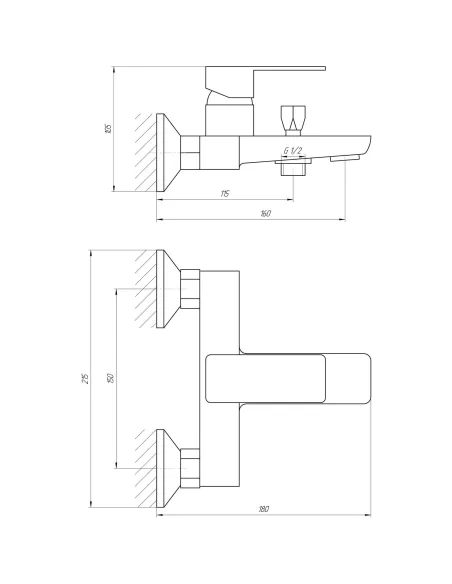 Змішувач для ванни Globus Lux MILANO GLM-102 CHROM (короткий) - 5