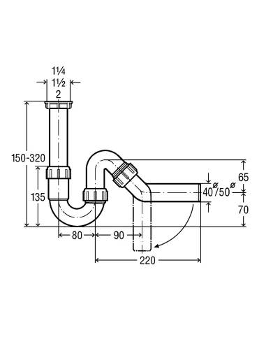 Сифон для мийки Viega 102821 1 1/2х50, без патрубка - 3