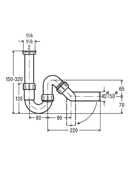 Сифон для мийки Viega 102821 1 1/2х50, без патрубка - 3
