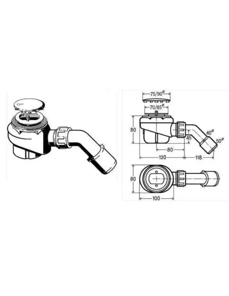 Сифон для душової кабінки діаметр 85 Viega 208615, з металевими гратами - 2
