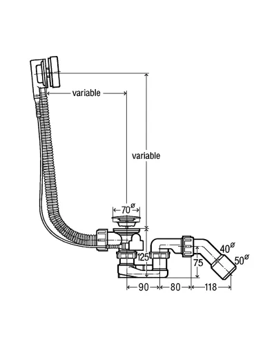 Сифон для ванны Viega 285357, перелив-автомат - 3