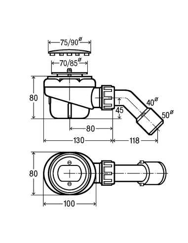Сифон для душевой кабинки ф70 Viega 364755, с металлической решеткой - 3