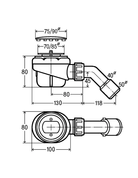 Сифон для душевой кабинки ф70 Viega 364755, с металлической решеткой - 3