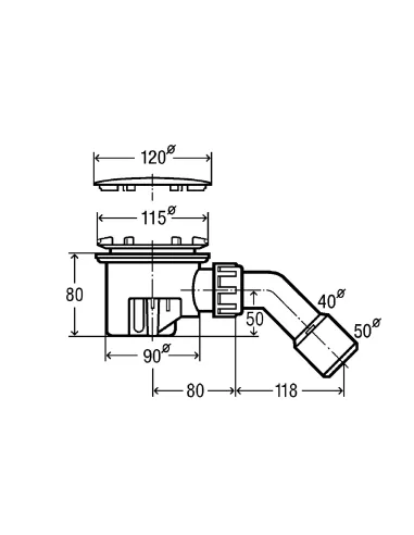 Сифон для душевой кабинки Viega 364786 110х40/50, хромированный - 3